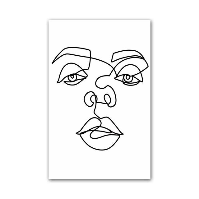 Nordic Minimalist Line Figure Painting Canvas Painting Abstract Face Poster Office Living Room Bedroom Home Decoration Mural No Frame