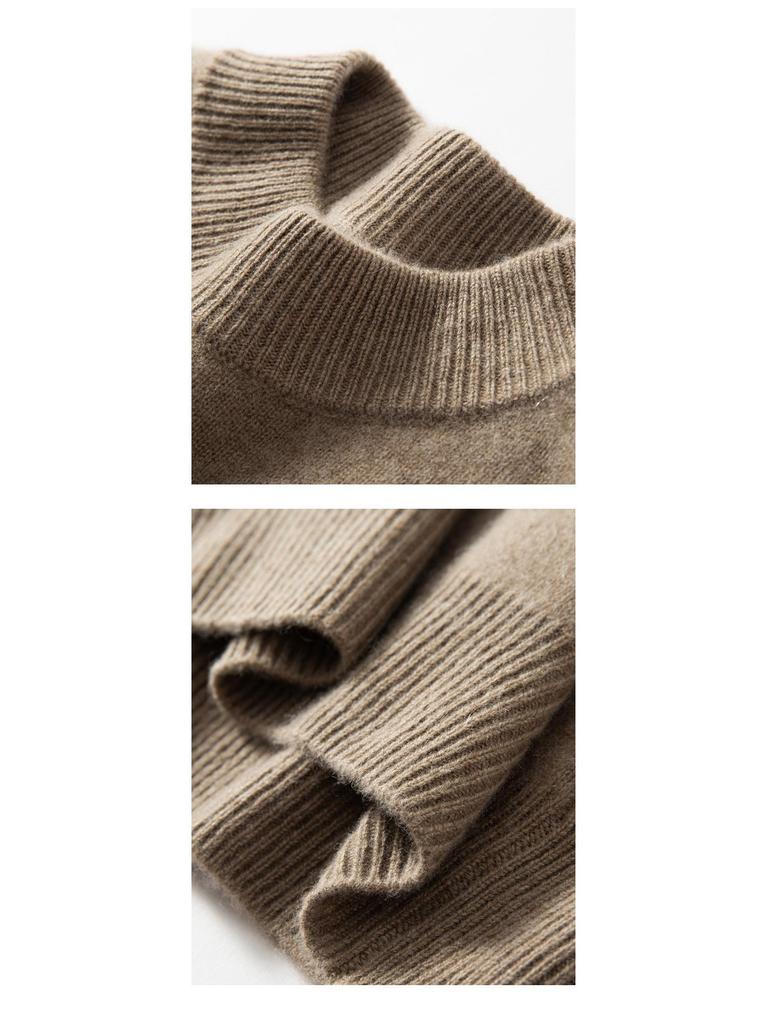 Hochwertiger Kaschmir-Strickpullover für Herren - Doppelfaden, Hoher Halbrollkragen für Herbst/Winter-Wärme