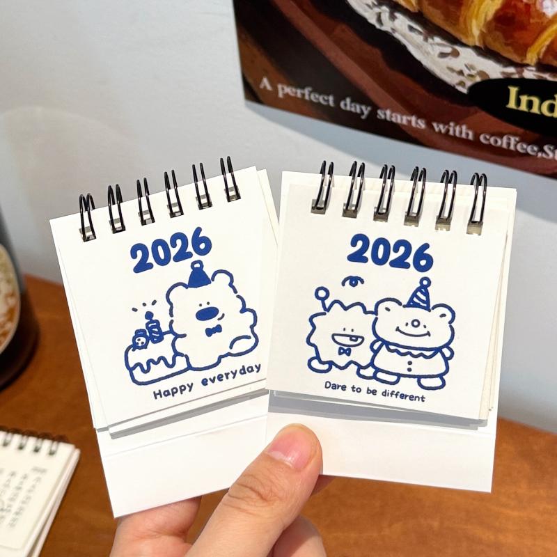 1Pcs Cartoon Portable Coil Monthly Calendar Planner 2026 Horse Year Mini Desk Calendar Office And Home Decor Year'S Present