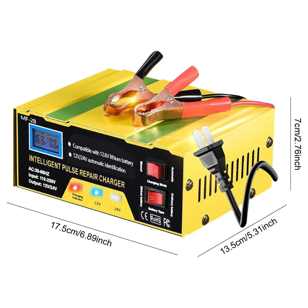 12V/24V Plně automatická nabíječka autobaterií LCD displej Inteligentní pulzní oprava Nabíječka baterií 180W Nabíječka pro nákladní automobily a motocykly