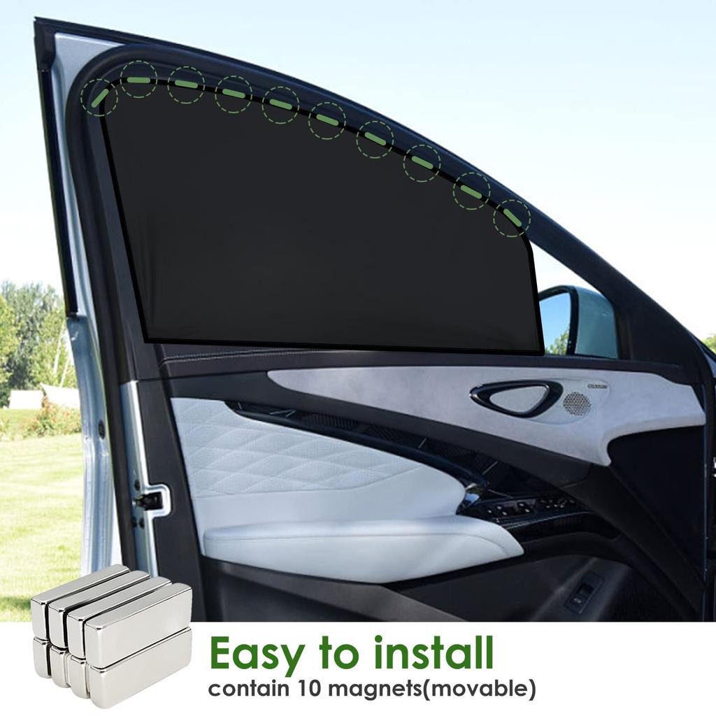 WD&CD Car Curtains, Set of 2, Magnet, Light Blocking, Easy Car Curtain, UV Protection,