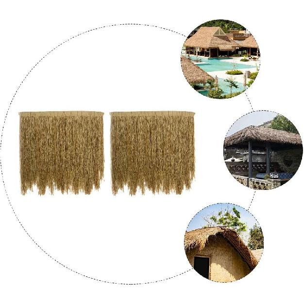 2Pcs Simulated Thatch Straw Roof for Garden Decor Artificial Thatch Roofing for Simulation Thatch for Tiki Bar Patio and Fence Decoration
