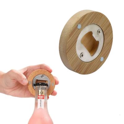 Ölflasköppnare Trä Rostfritt Stål Öppnare Med Magnet Lätt på Kylskåp Praktiska Verktyg Kökspryl Ya812