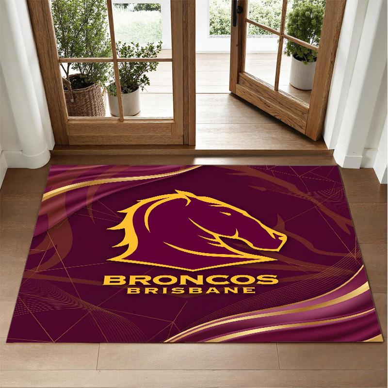 Brisbane Broncos Tasarımlı Kristal Kadife Halı Yatak Odası Girişi İçin Yumuşak Dekoratif Mat