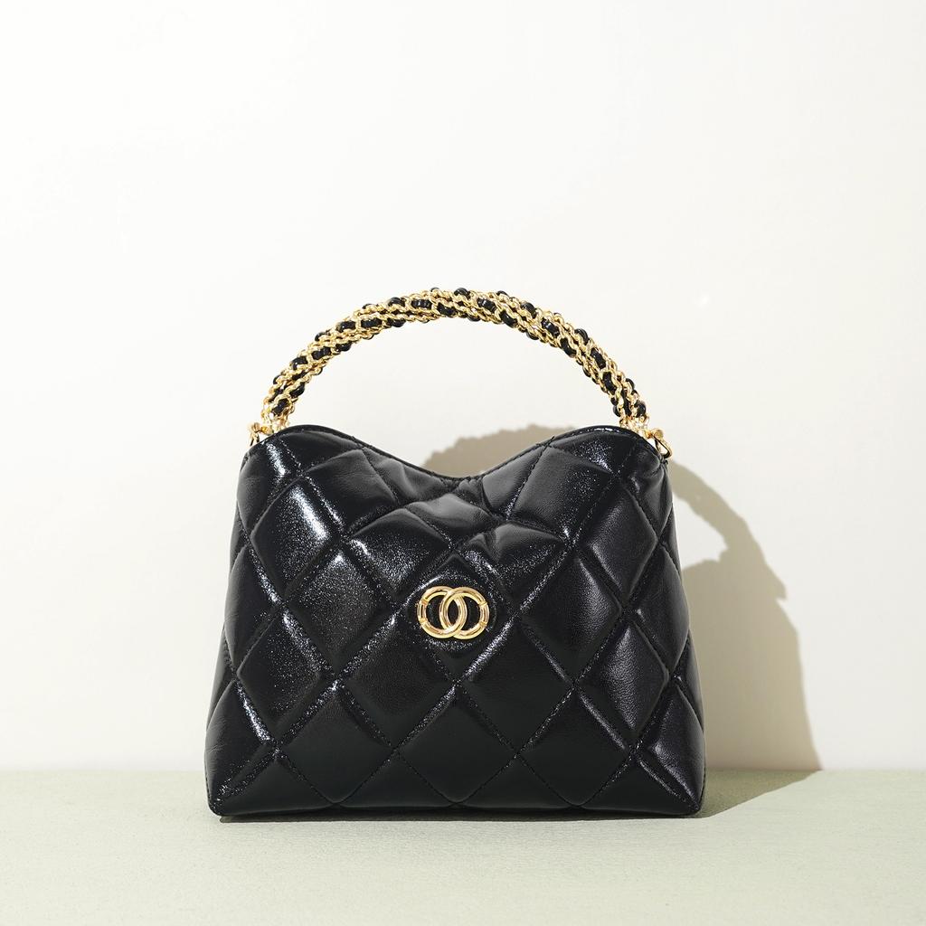 Raute Tasche, Weiches Leder Drehverschlusskette, Handtasche, Schulter Messenger Damentasche.