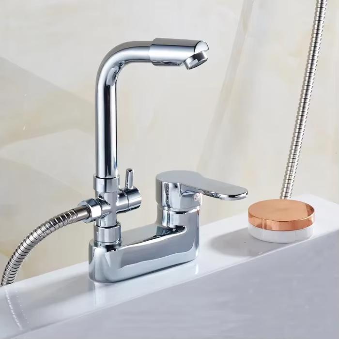 Multifunctional Basin Faucet, Bathroom Mixer Tap, Countertop Mounted Household Sink Faucet, Hot and Cold Mixing Valve