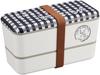 Showa Bento Long Rectangular Nesting Lunch Gingham Two Bottom Top Compact Made In Product Number 77073 Box, Box, Check, Black, Tiers, 280ml, 450ml,