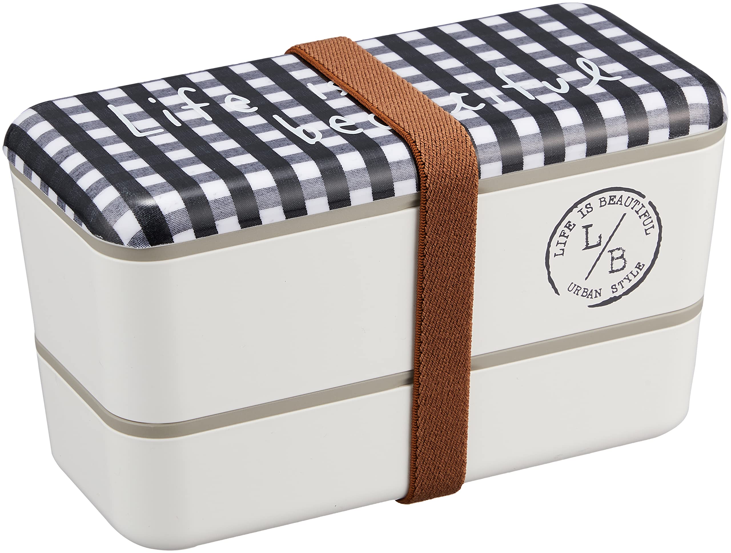 

Showa Bento Long Rectangular Nesting Lunch Gingham Two Bottom Top Compact Made in Product Number 77073 Box, Box, Check, Black, Tiers, 280ml, 450ml, чёрный