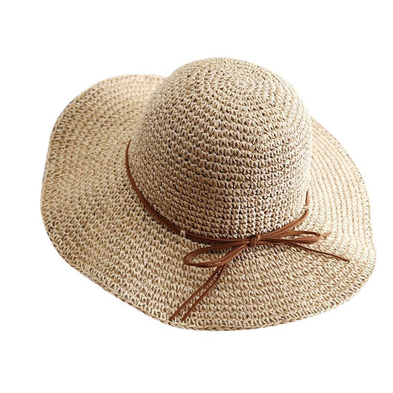 Women's Foldable Straw Sun Hat - Wide Brim, Handmade, UV Protection for Beach & Outdoors