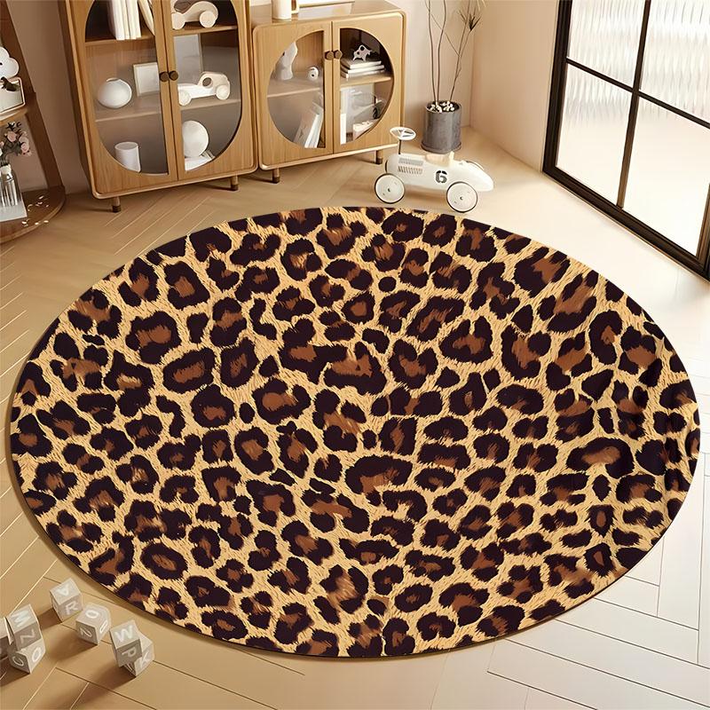 

Leopard Print Round Rug for Stylish Living Rooms round carpet for home sofa bedroom, gift Diameter 60cm