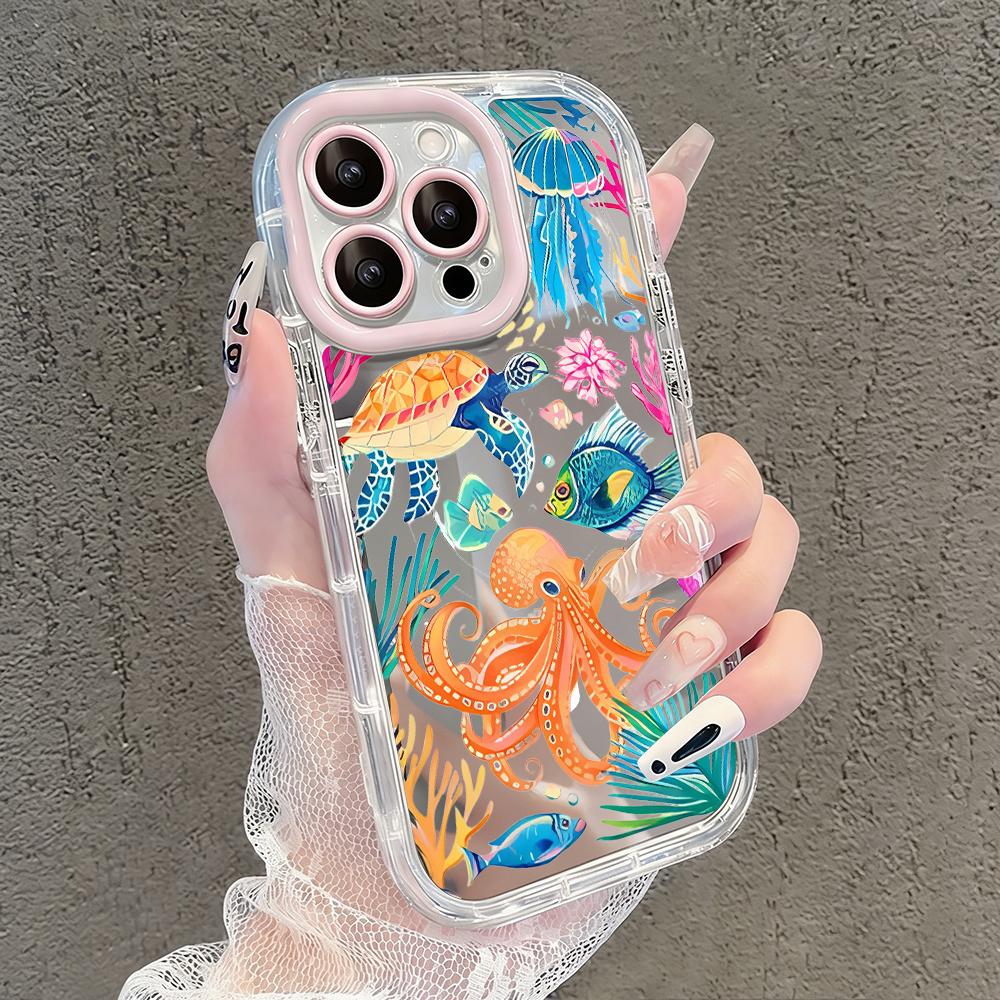 Summer Marine Elements Pattern Mirror Phone Case For iPhone 17 Air 16 Pro Max 17 15 14 13 12 11 8 Plus X Protection Back Cover