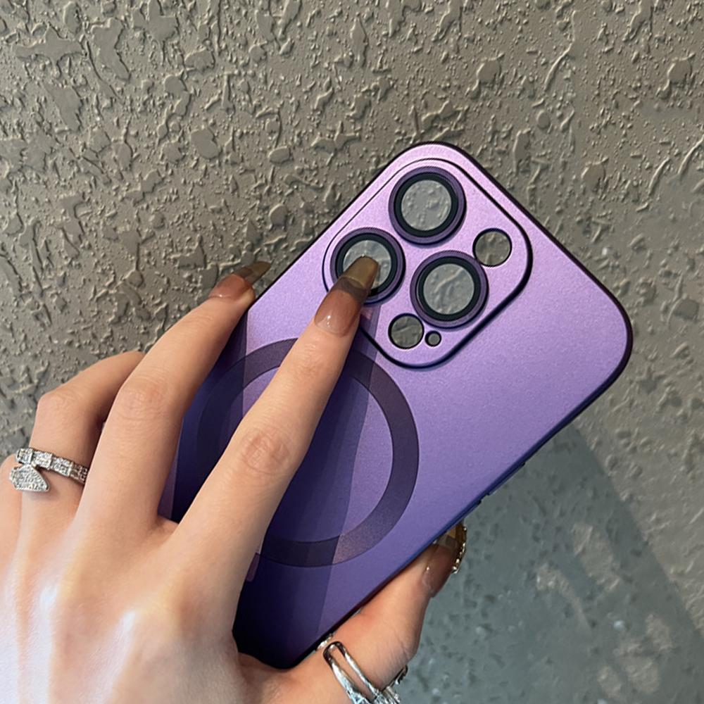 Matte Soft Silicone Magnetic Wireless Charging Phone Case For IPhone 15 14 13 12 11 Pro Max 15 Plus Glass Lens Protective Cover