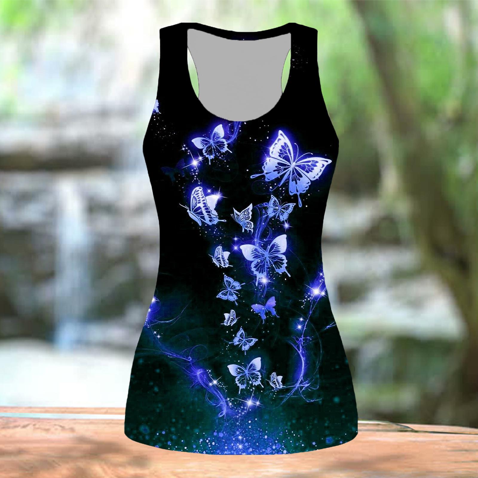 

Летние спортивные рубашки с 3D принтом и полетом бабочки для женщин, летние спортивные рубашки в полоску с принтом, жилеты больших размеров XXL синий