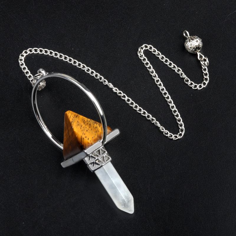 Pyramid Healing Crystal Point Pendulum with 7 Chakra Stone Beads Chain for Dowsing Divination Reiki Meditation
