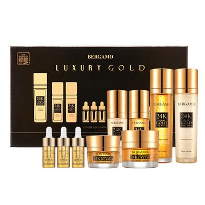 Set cosmetico base da 9 pezzi in oro vero 24K, collagene oro, 1 set
