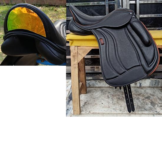 

Leather Dressage Monoflap Saddle with Changeable Gullets – Elegant Cantle Design 16 Inch чёрный