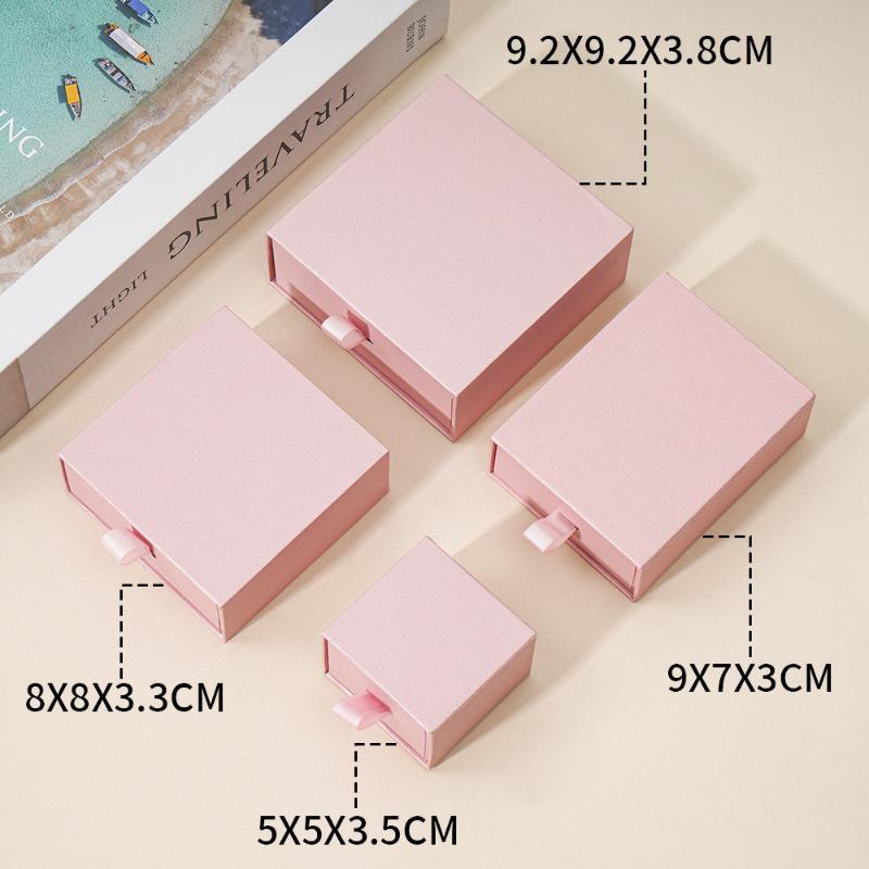 Necklaces Earrings Ring Drawer Boxes Small Travel Jewelry Gift Display Packaging Box Outer Paper Inner Velvet
