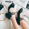 Girls Leather Shoes Lolita Shoes Mary Jane Pumps For Women High Heels Pink Bow-knot Block Heels Shoes Wedding Bride Pumps 31-43