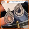 Huitan Women Earrings Silver Color Inlaid Shiny CZ Unique Design for Wedding Party Engagement Trendy Luxury Accessories Jewelry