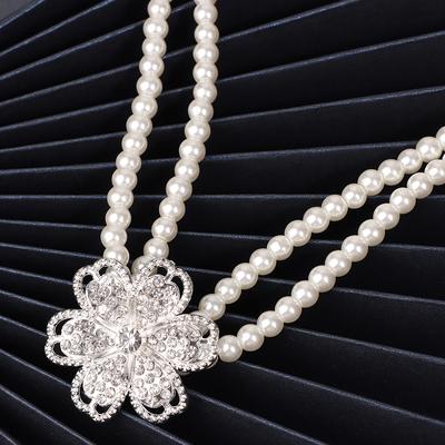 Vintage Womens Bride Wedding Jewelry Set  Faux Pearl Necklace Bracelet Earring Wedding Party Jewelry Gift