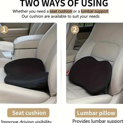 Coussin de siège de voiture multifonctionnel 2 en 1 Universel Mémoire Oreiller lombaire Soutien Conducteur Coussin respirant Siège Siège Rehausseur Spon