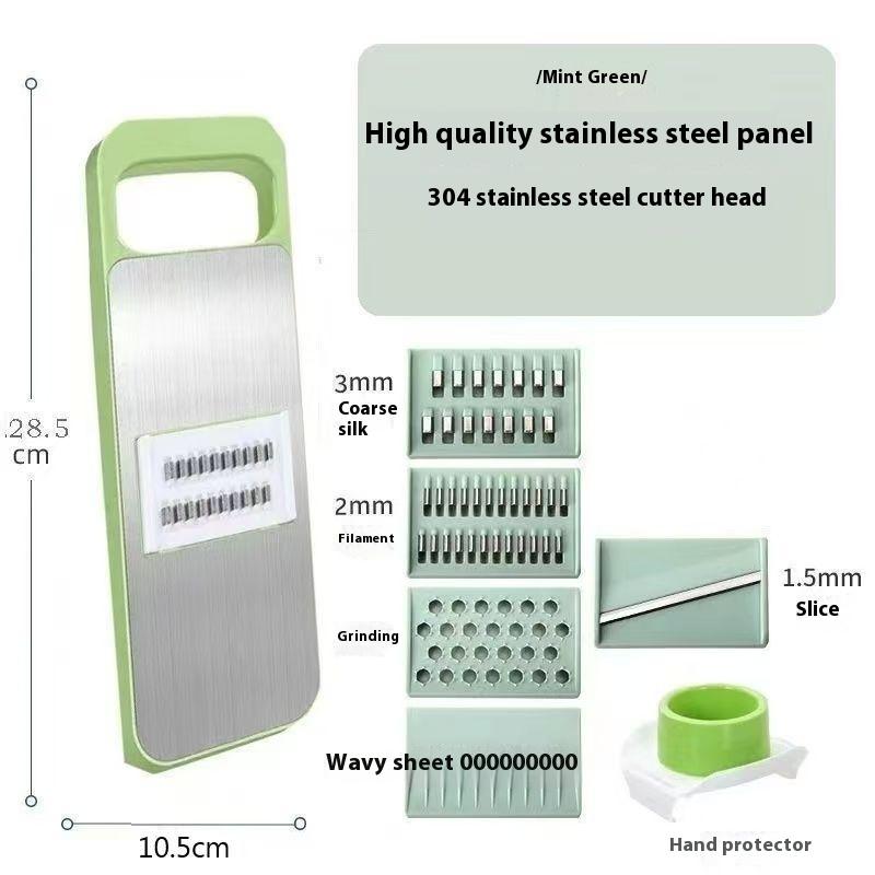 

Многофункциональная терка из нержавеющей стали, бытовой кухонный резак, толстая и тонкая соломка, терка для огурцов и картофеля зелёный