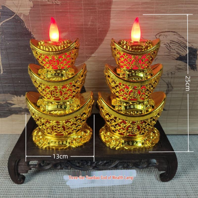 LED Electronic Candle Lamp for Buddhist Altar and Temple: Wealth-Attracting, Eternal Offering To Buddha and Guan Yu.