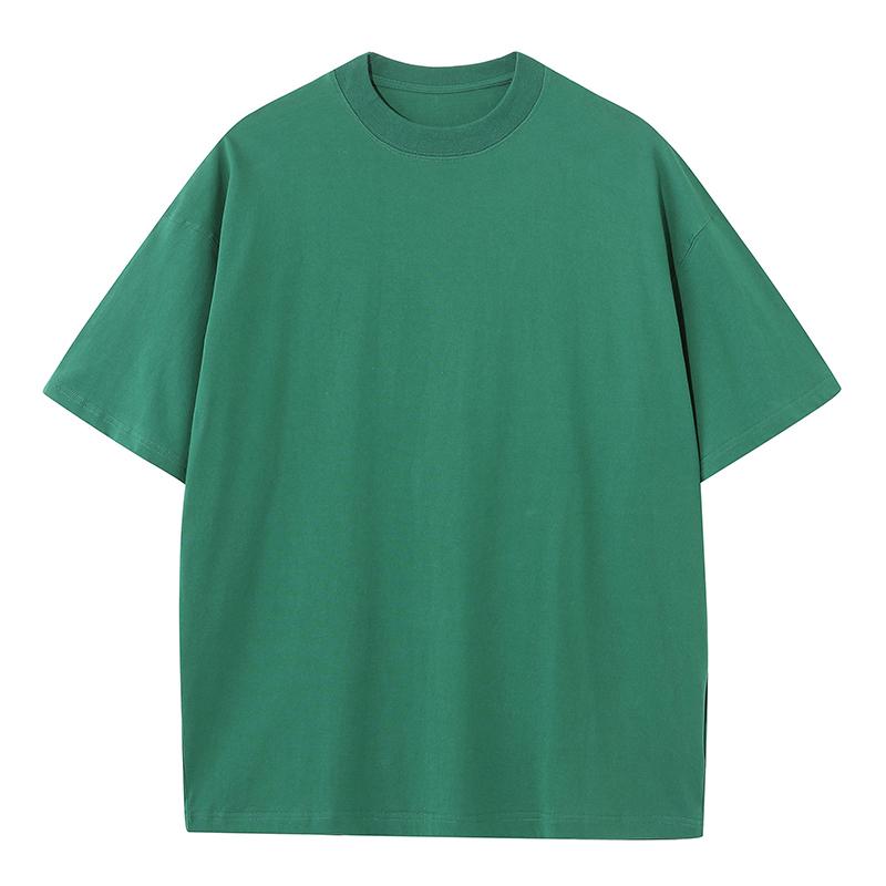 

High Quality Oversized Heavy Tops T-shirt for Men Short Sleeve Tee Cotton Solid Color Trend Leisure Green White Black 5XL 110-120kg зелений