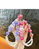 Creative flocking modified doll cloth double line bead phone chain keychain cute bag car pendant