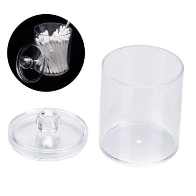 Transparent Round Cotton Bud Case Acrylic Cotton Swab Holder Storage Container Organizer