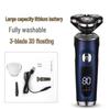 Smart LCD Electric Shaver, Washable Rotary 3-Blade Head, 360° Coverage, USB Charging