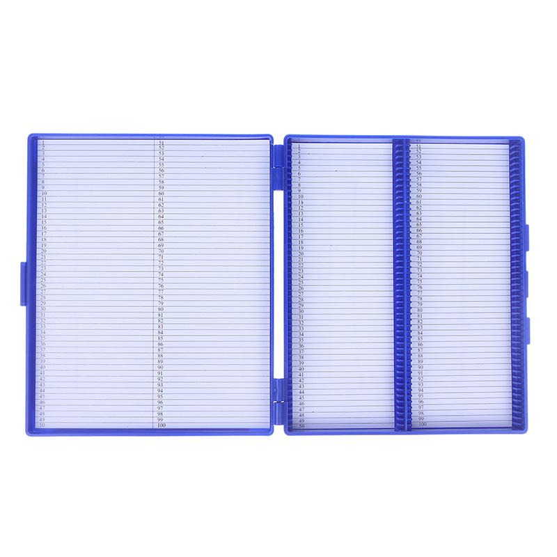 1PCS 4 Colors Plastic Rectangle Hold 100 Microslide Slide Microscope Box Laboratory Supplies Material Teaching
