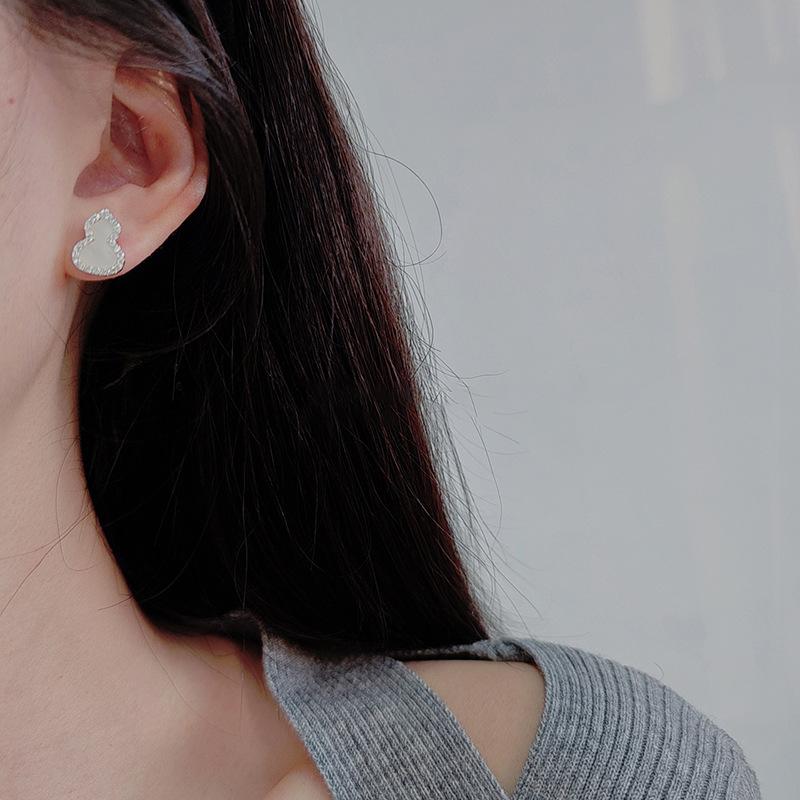 New Chinese style oil dripping zircon gourd stud earrings fashion same earrings light luxury Guochao versatile earrings women