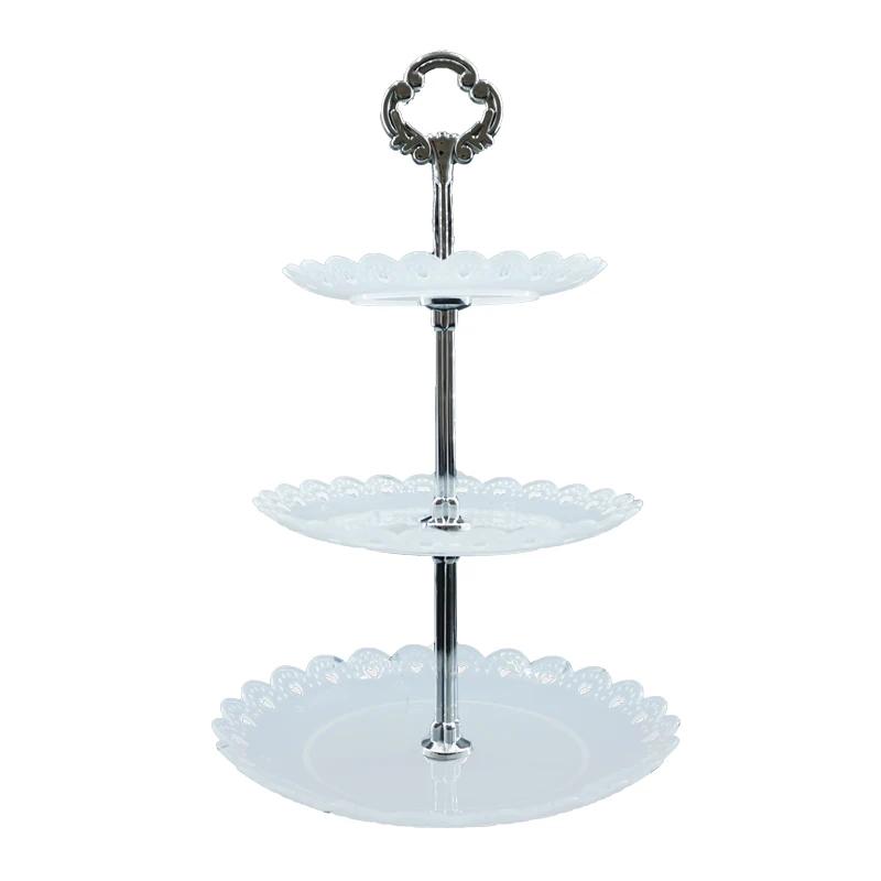 European Three-layer Cake Stand Wedding Party Dessert Table Candy Fruit Plate Cake Self-help Display Home Table Decoration Trays
