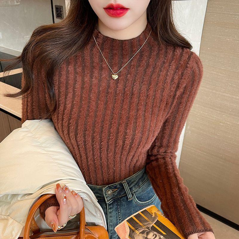 Soft Glutinous Pullover Sweater Women Autumn and Winter 2023 Knitted Half High Neck Solid Long Sleeve Sweater Pullover Female