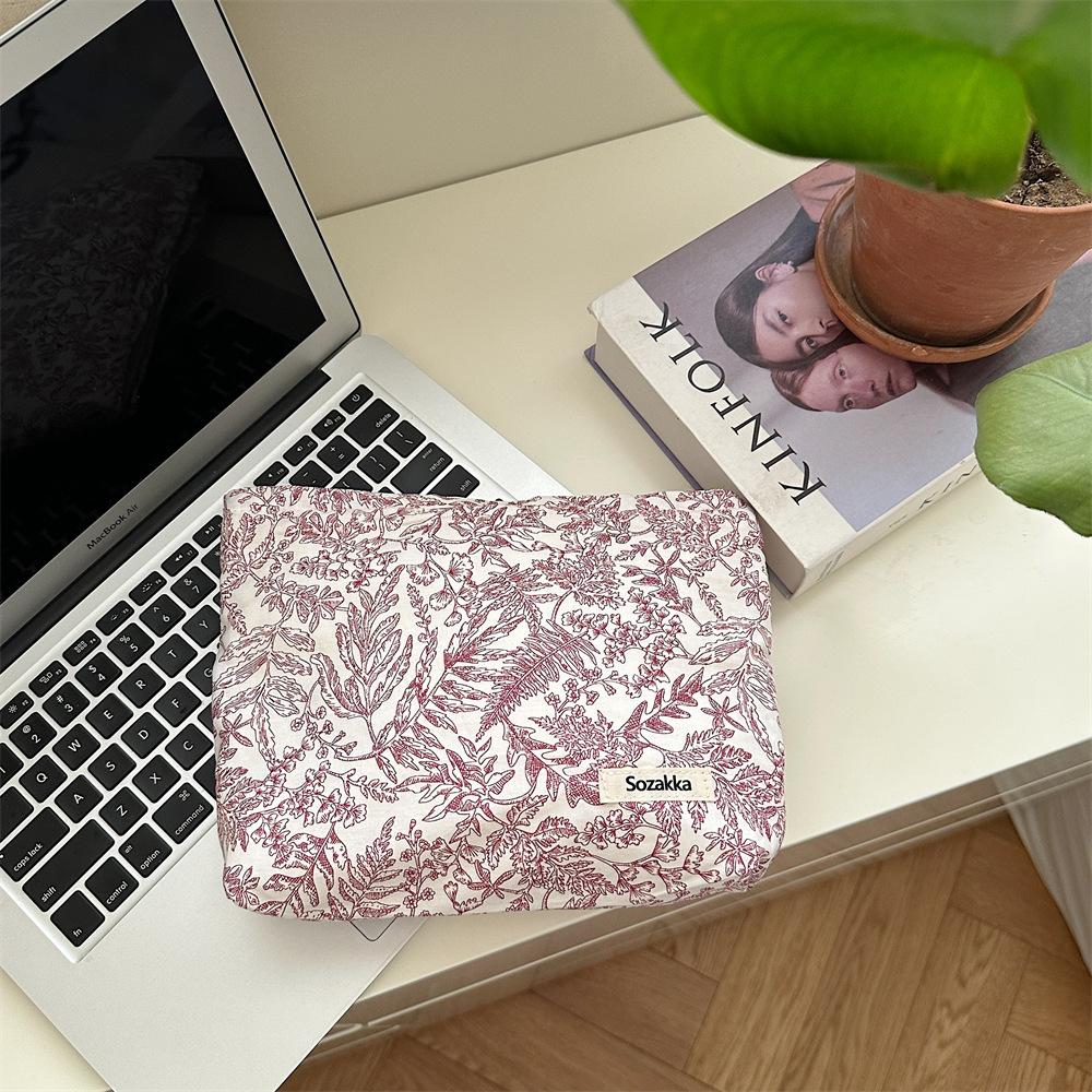 

Trendy Floral Print Canvas Cosmetic Bag Women Hand Clutch Travel Toiletry Pouch StyleA
