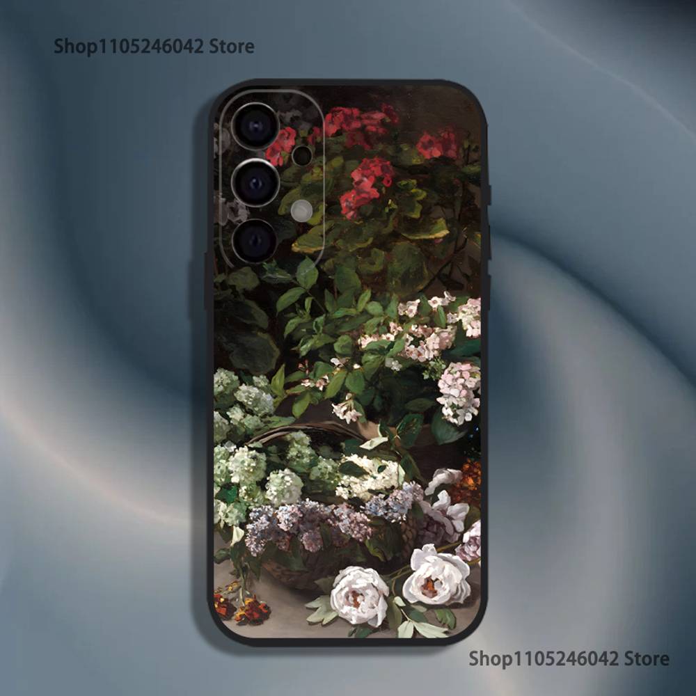 C-Claude Monet Garten Malerei Handyhülle für Samsung S26,S25,S24,S21,S22,S23,S30,Ultra,S20,Plus,Fe,Lite,5G Schwarze Hülle