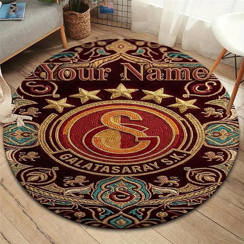 Galatasaray S Custom Name Round Area Rug,Carpet Rug for Living Room Bedroom Sofa Playroom Decor,Non-slip Floor Mat