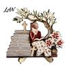 Statua di Ragazza Stile Vintage, Statuetta in Legno di Lettura, Stabile Pastorale da Tavolo, Statuetta Raffinata Decor Decor, Ornamento Artistico Curativo, per Libreria