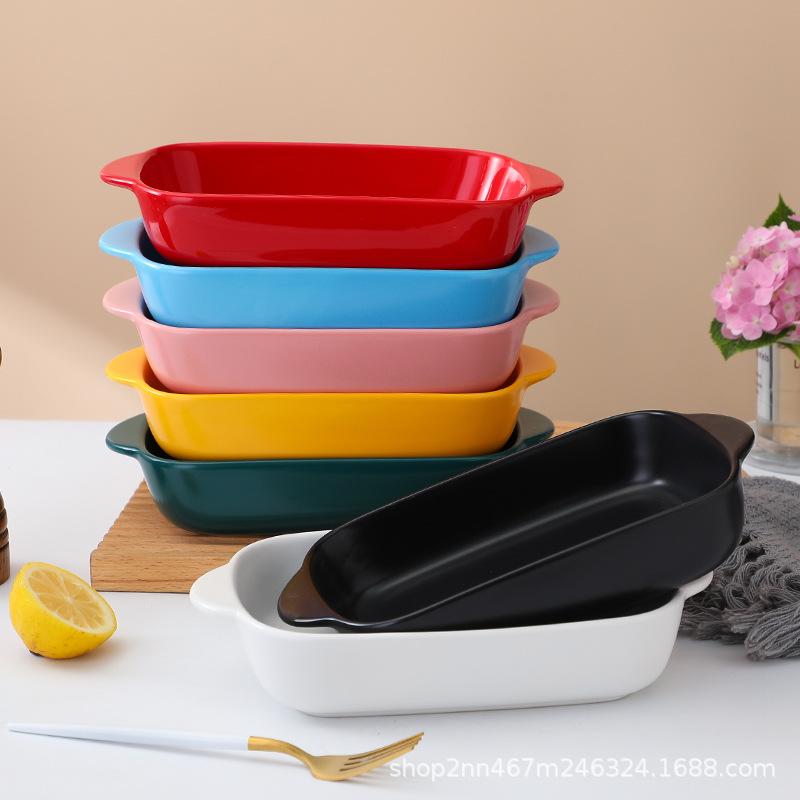 Cheese Baked Rice Plate Household Ceramic Oven Microwave Oven Baking Bowls Plates Tableware Vegetable Plate Creative Tableware