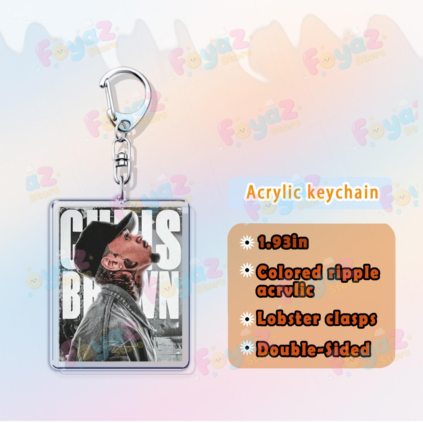 

Rapper Music Bowl Xx Keychain Accessories Bag Charms Chris Keyrings Jewelry Fans Womens Freinds Gift
