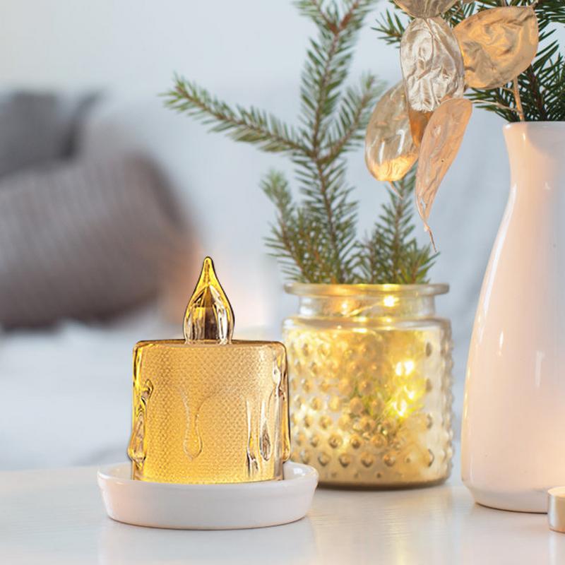 Flameless Candles Crystal LED Tealight Candle 24X Flashing Battery-Powered LED Small Candles Suitable For Weddings Dining Tables