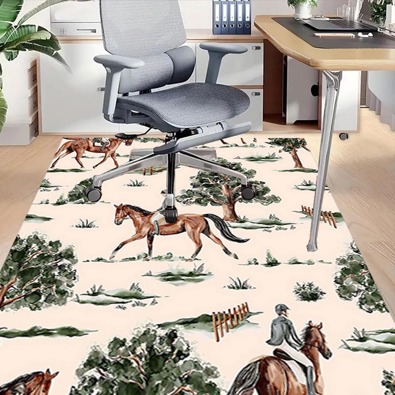 1PC Horse Riding Non-Slip Floor Carpet Compatible for Office&Living Room&Dining room - Flat-Weave Machine- Soft & Pattern-E311