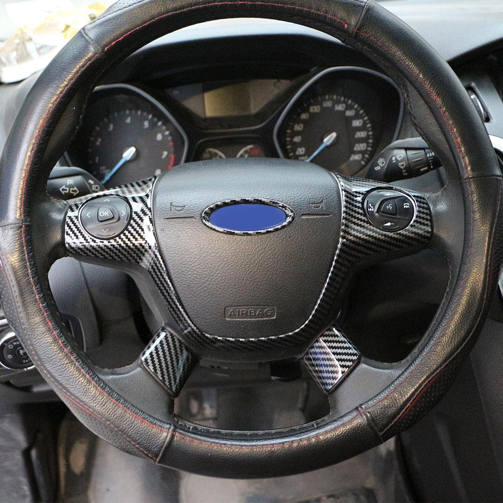 3pcs Steering Wheel Decorative Cover Sticker for Ford Focus 3 Mk3 2012-2014 KUGA Escape 2013-2015 ABS Accessories Car Styling