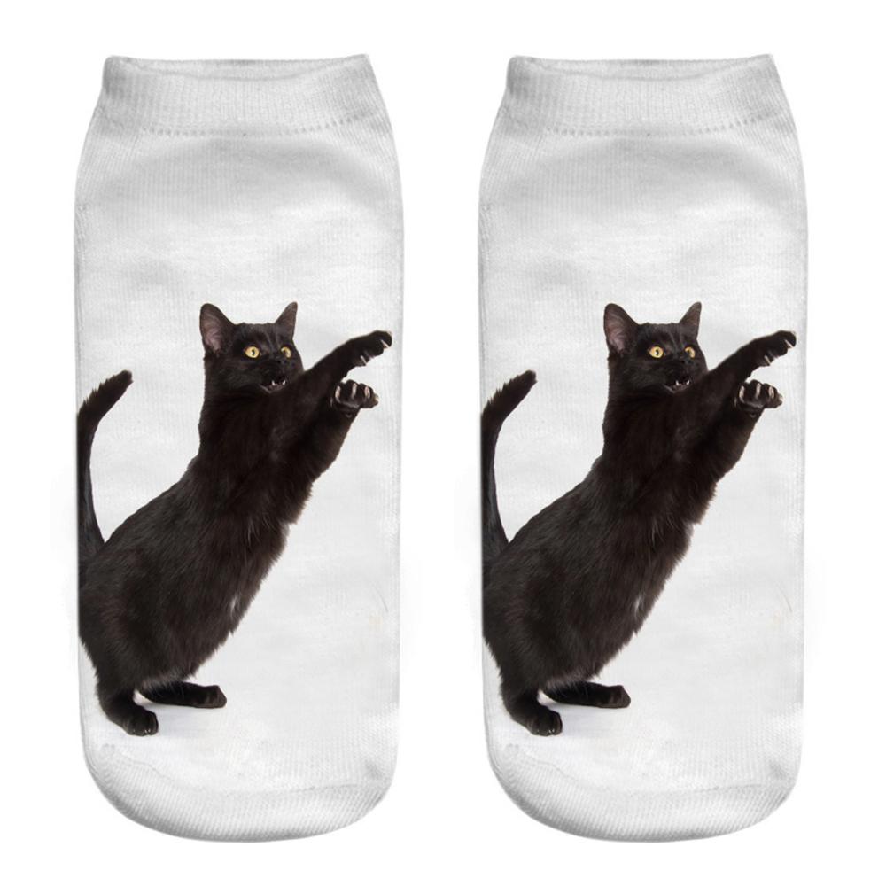 New  3D Print Funny Cute Cartoon Kitten Unisex Short Socks Creative Colorful Multiple Cat Happy Low Ankle Socks For Women