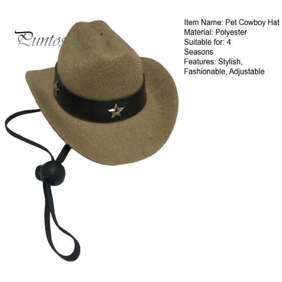 Pet Cowboy Hat Adjustable Mini Cat Cowboy Costume Accessory with Chin Strap for Halloween Christmas Parties