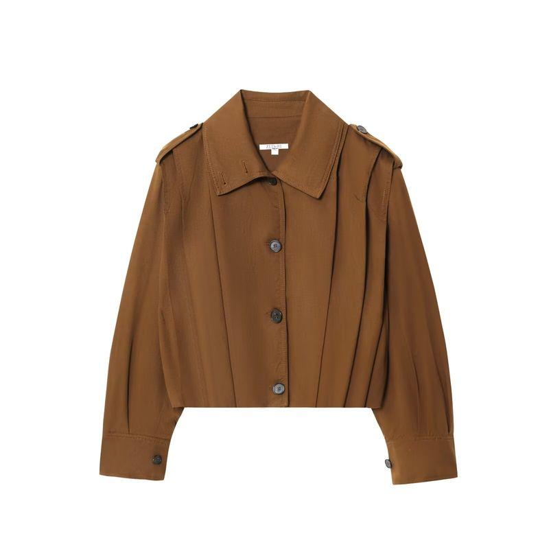 

Araltay New Arrival Fashion Style Women s Clothing Fashion All-Match Minimalist Pleated Strap Decoration Outwear 8091427 Brown L