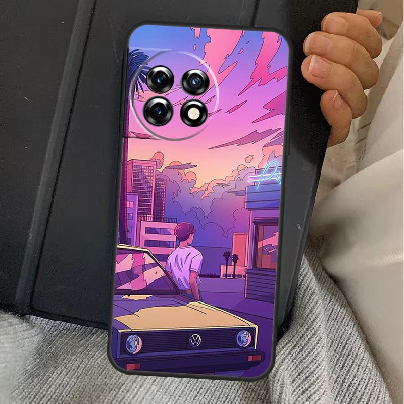 JDM Vaporwave Glitch Anime Case For OnePlus 15 13 12 11 13R 13T 10T 10R 12R OnePlus Nord 5 CE 2 3 4 Lite N20 N30 Cover