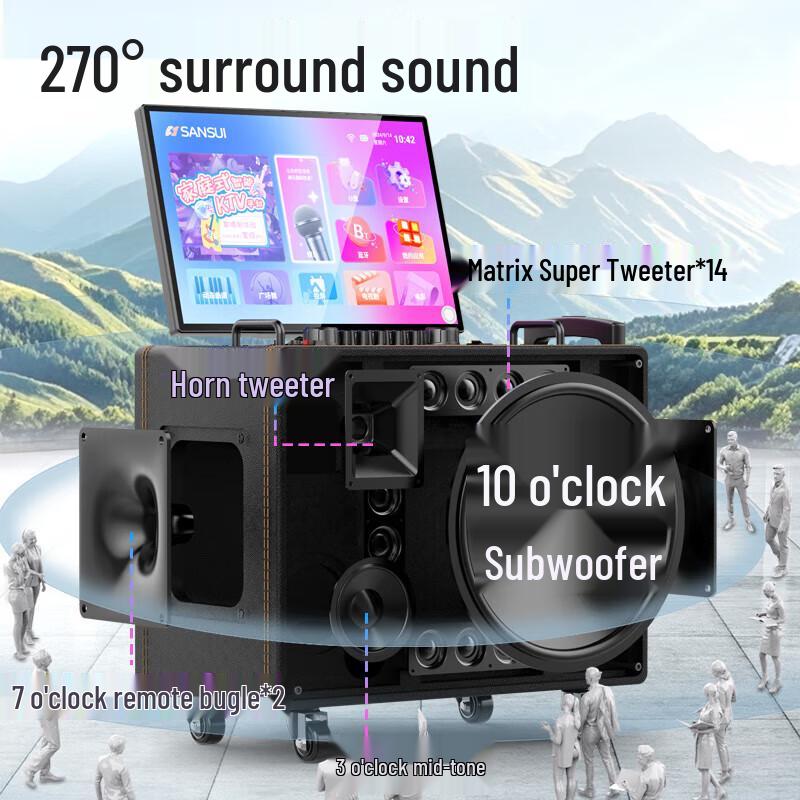 SANSUI Portable KTV Trolley Speaker