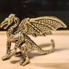 1PC Vintage Brass Fierce Dragon Figurine, Antique Mythological Western Dragon Desktop Decoration Ornament
